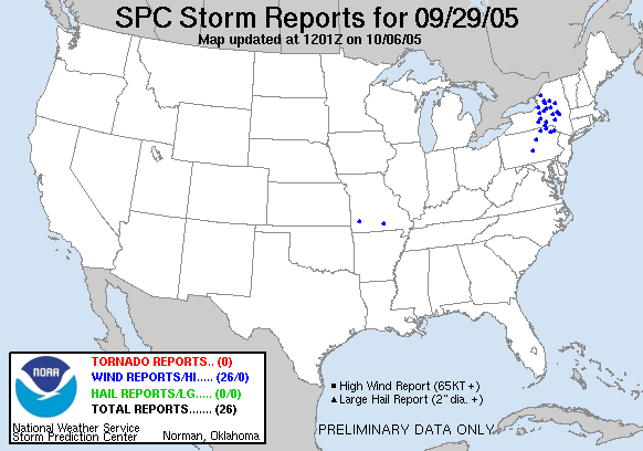 Map of 050929_rpts's severe weather reports