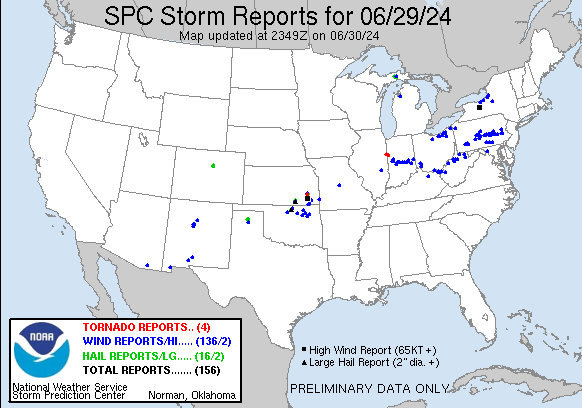 Yesterday's Storm Reports