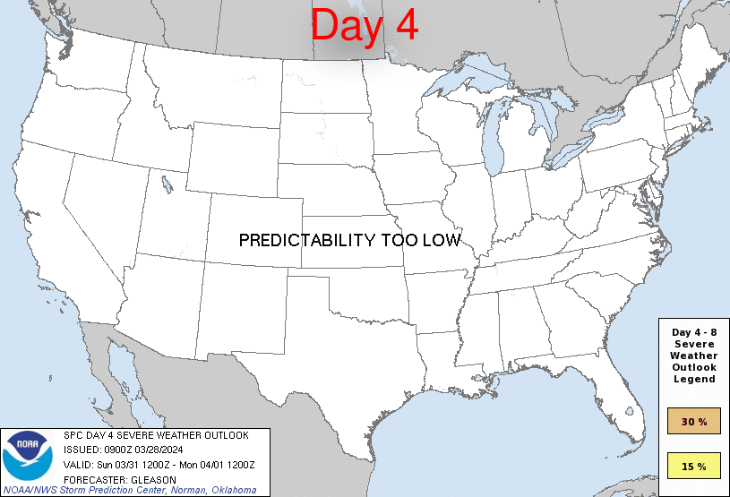 Day 4-8 Severe Weather Outlook Graphics Issued on Mar 28, 2024