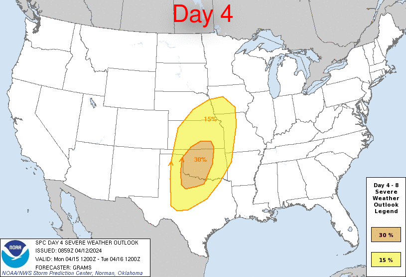 Day 4-8 Severe Weather Outlook Graphics Issued on Apr 12, 2024