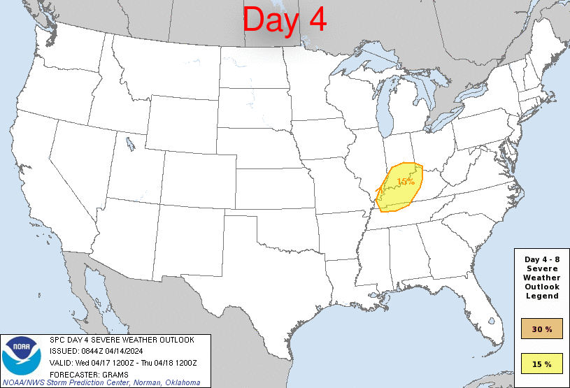 Day 4-8 Severe Weather Outlook Graphics Issued on Apr 14, 2024