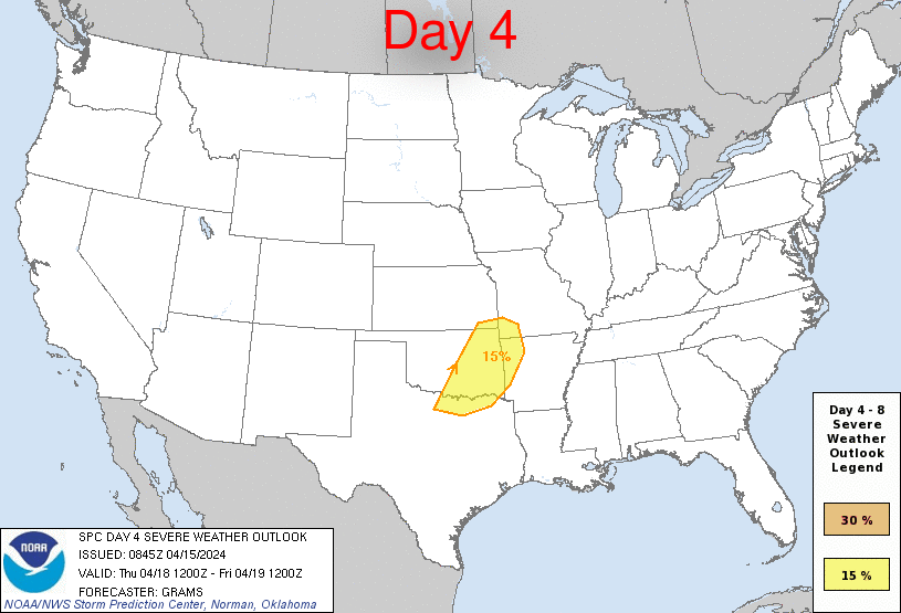 Day 4-8 Severe Weather Outlook Graphics Issued on Apr 15, 2024