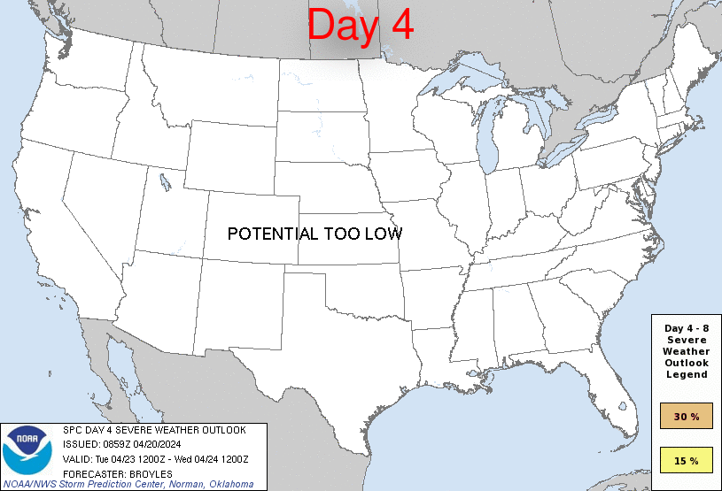 Day 4-8 Severe Weather Outlook Graphics Issued on Apr 20, 2024