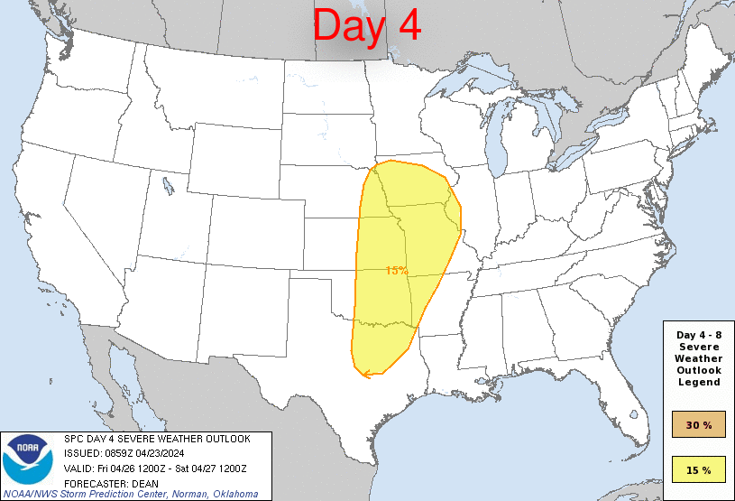 Day 4-8 Severe Weather Outlook Graphics Issued on Apr 23, 2024