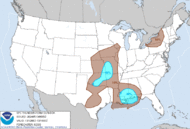 Current Thunderstorm Outlook graphic and text