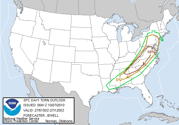 20101027 0100 UTC Day 1 Tornado Probabilities Graphic