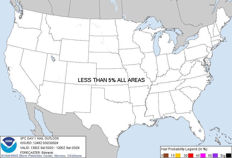 20240323 1300 UTC Day 1 Large Hail Probabilities Graphic