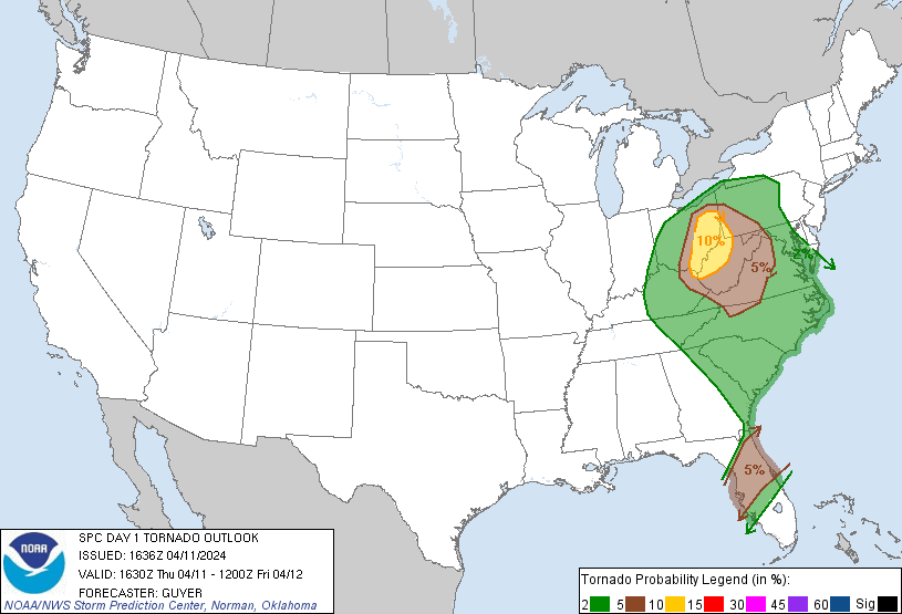 20240411 1630 UTC Day 1 Tornado Probabilities Graphic