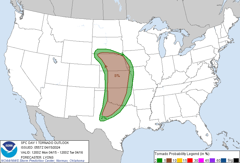 20240415 1200 UTC Day 1 Tornado Probabilities Graphic