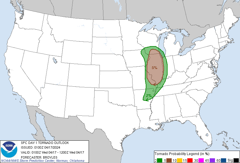20240417 0100 UTC Day 1 Tornado Probabilities Graphic