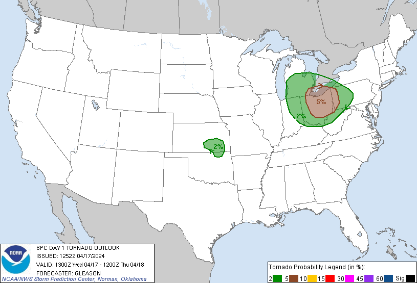 20240417 1300 UTC Day 1 Tornado Probabilities Graphic