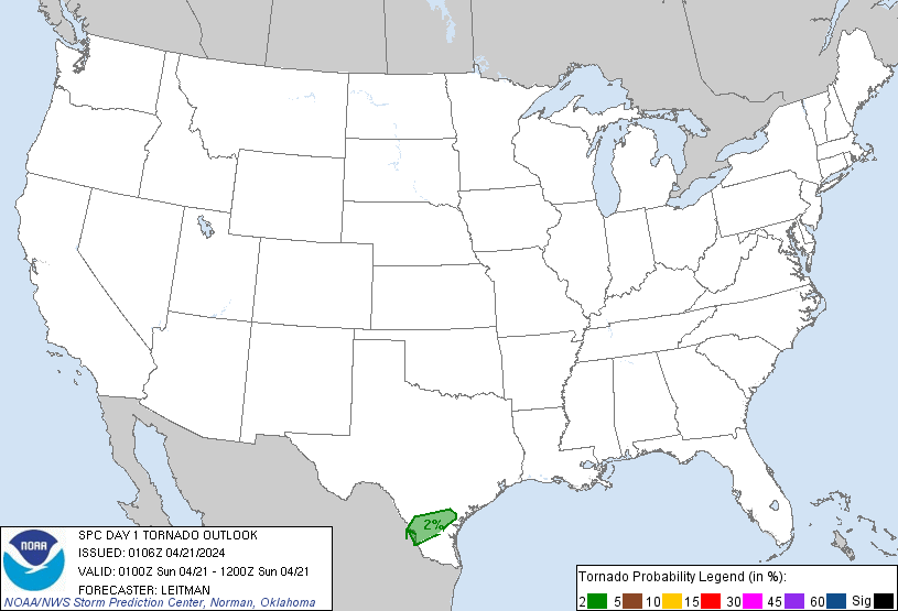 20240421 0100 UTC Day 1 Tornado Probabilities Graphic