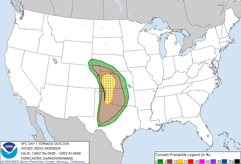 20240425 1200 UTC Day 1 Tornado Probabilities Graphic