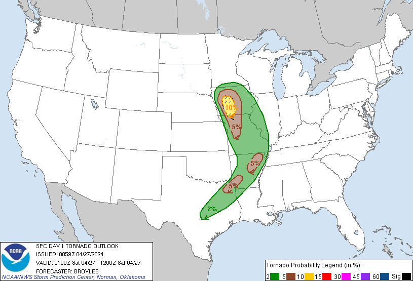 20240427 0100 UTC Day 1 Tornado Probabilities Graphic