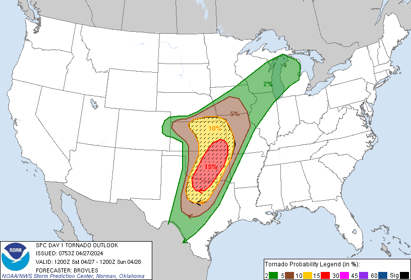 20240427 1200 UTC Day 1 Tornado Probabilities Graphic