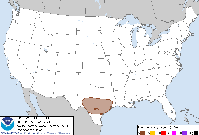 20240419 1730 UTC Day 2 Large Hail Probabilities Graphic