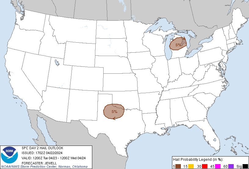 20240422 1730 UTC Day 2 Large Hail Probabilities Graphic