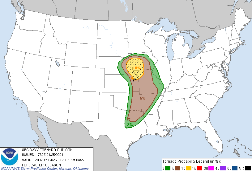 20240425 1730 UTC Day 2 Tornado Probabilities Graphic