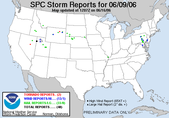 Map of 060609_rpts's severe weather reports