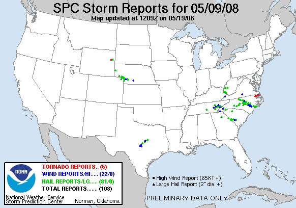 Map of 080509_rpts's severe weather reports