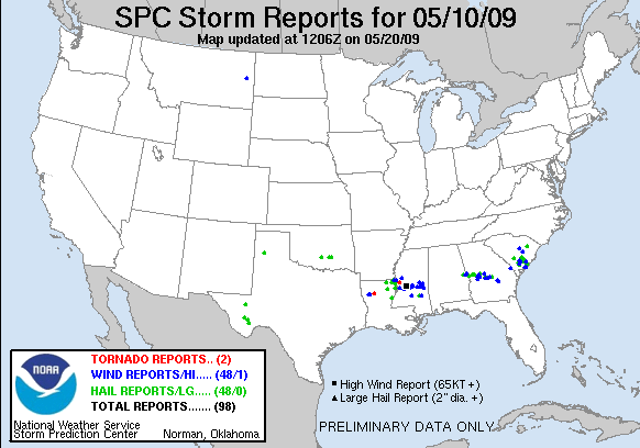 Map of 090510_rpts's severe weather reports