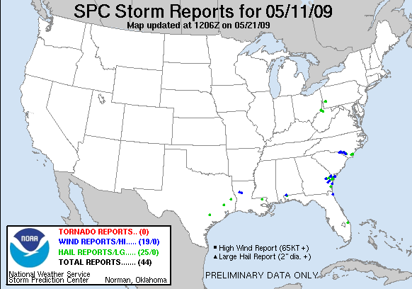 Map of 090511_rpts's severe weather reports
