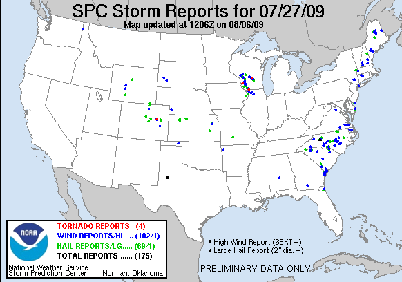 Map of 090727_rpts's severe weather reports