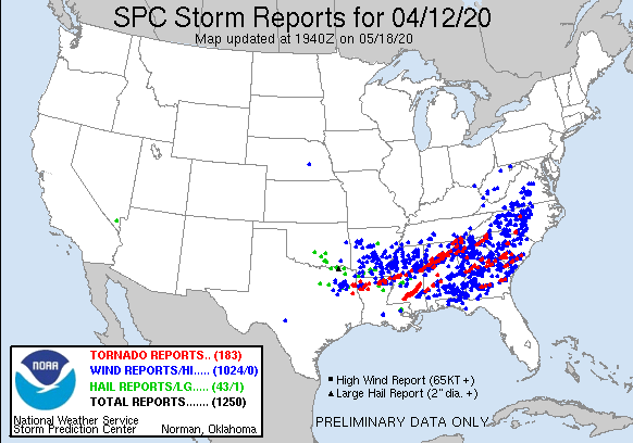 SPC Severe Weather Event Review for Sunday April 12, 2020