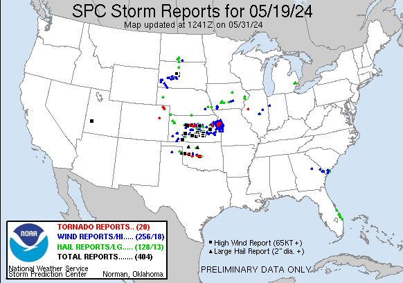Preliminary Storm Reports for 5/19/2024 Compiled by the Storm Prediction Center