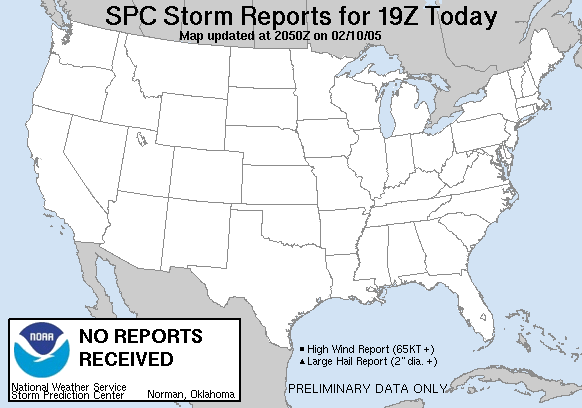 Map of lasthour's severe weather reports