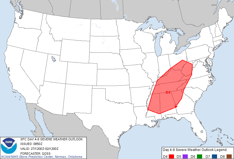 Day 4-8 Severe Weather Outlook Graphics Issued on Apr 24, 2011