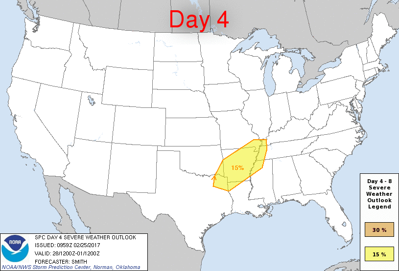 Day 4-8 Severe Weather Outlook Graphics Issued on Feb 25, 2017