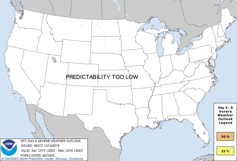 Day 4 Severe Weather Outlook Graphics Issued on Dec 12, 2019