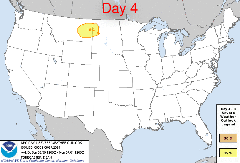 Day 4-8 Severe Weather Outlook Graphics Issued on Jun 27, 2024