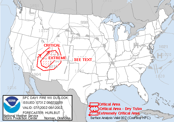 Day 1 Fire Weather Forecast graphic