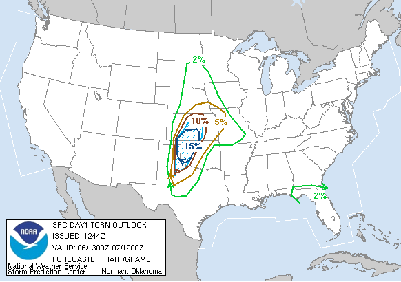 20070506 1300 UTC Day 1 Tornado Probabilities Graphic