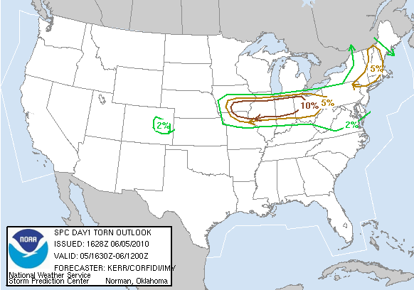20100605 1630 UTC Day 1 Tornado Probabilities Graphic