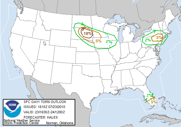 20100723 1630 UTC Day 1 Tornado Probabilities Graphic