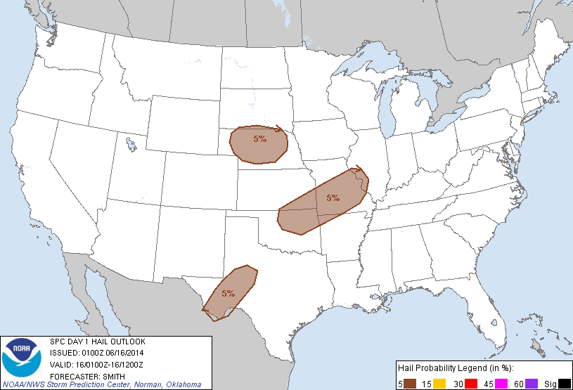 20140616 0100 UTC Day 1 Large Hail Probabilities Graphic