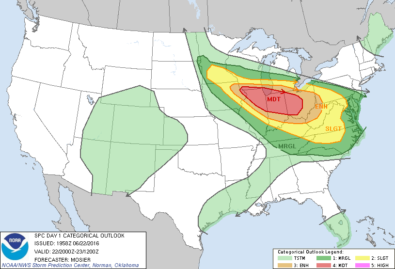 Storm Prediction Center Jun 22, 2016 2000 UTC Day 1 Convective Outlook