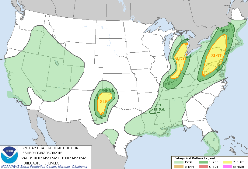 Storm Prediction Center May 20, 2019 0100 UTC Day 1 Convective Outlook