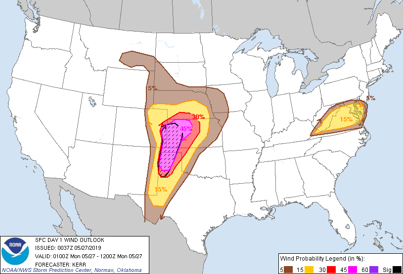 Storm Prediction Center May 27, 2019 0100 Utc Day 1 Convective Outlook