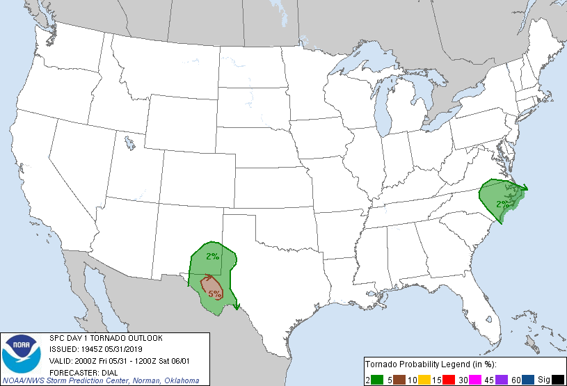 20190531 2000 UTC Day 1 Tornado Probabilities Graphic