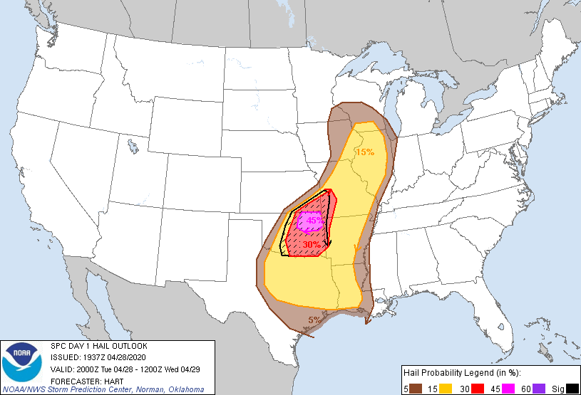 Storm Prediction Center Apr 28, 2020 2000 UTC Day 1 Convective Outlook