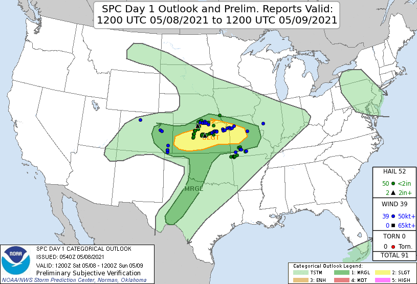 SPC Severe Weather Event Review for Saturday May 08, 2021