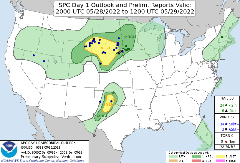 SPC Severe Weather Event Review for Saturday May 28, 2022