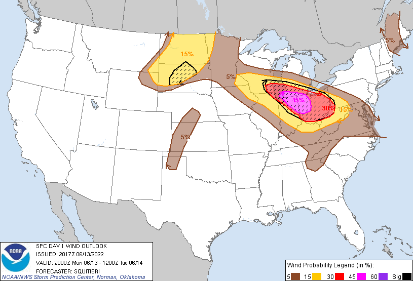 20220613 2000 UTC Day 1 Damaging Wind Probabilities Graphic