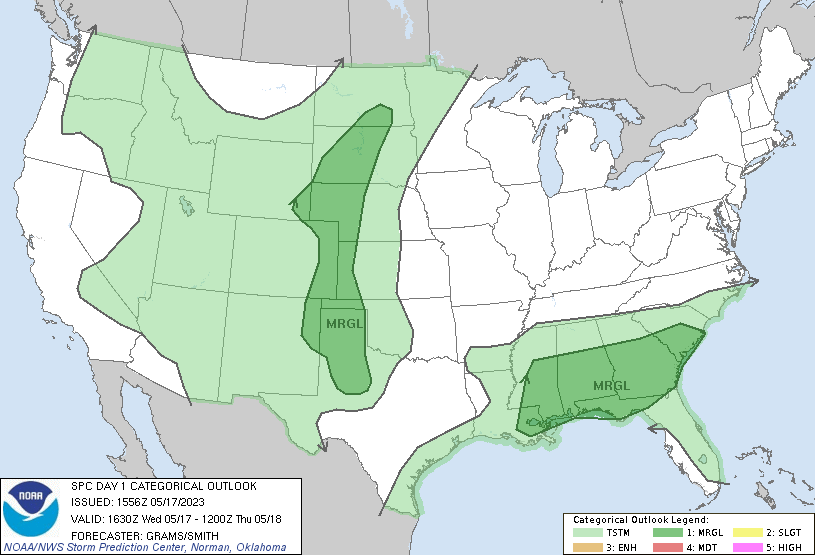 Storm Prediction Center May 17, 2023 1630 UTC Day 1 Convective Outlook