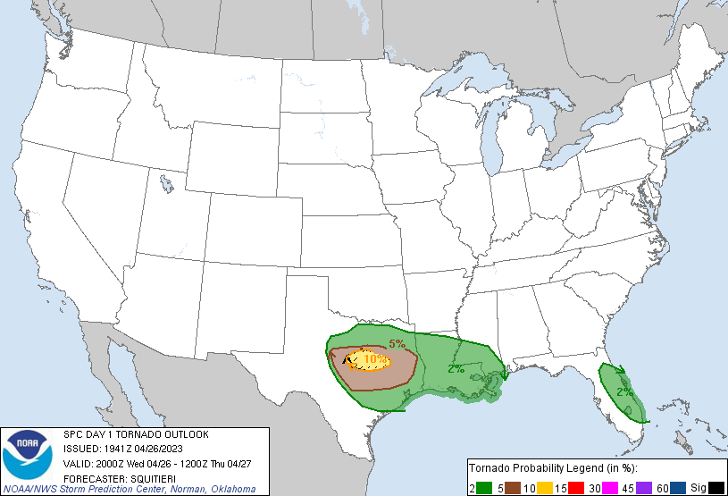 20230426 2000 UTC Day 1 Tornado Probabilities Graphic