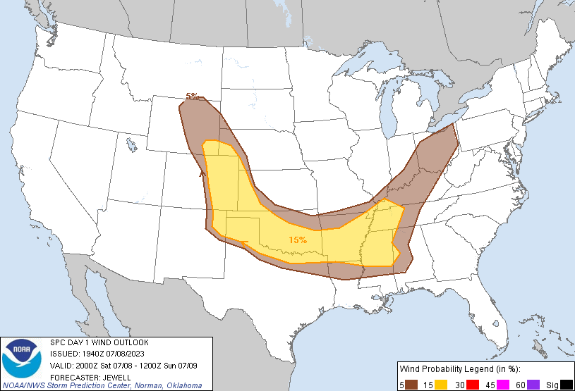 Storm Prediction Center Jul 8 2023 2000 UTC Day 1 Convective Outlook